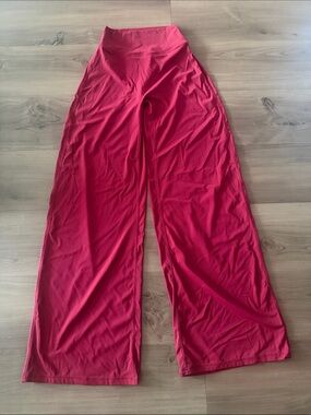 Wide-Leg High-Waist Women’s Pants – Red